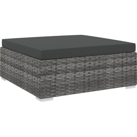 Repose-pieds segmenté avec coussin, en résine tissée, gris. (1/5)