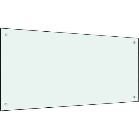 Dosseret de cuisine Fond de hotte Crédence de cuisine Blanc 100x50 cm Verre trempé NSME5149 (1/5)