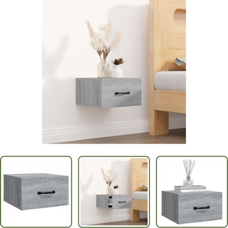 Wandmontage - Wand-Nachttisch Grau Sonoma 35x35x20 cm (1/5)