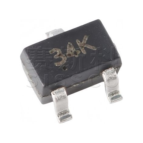 Changdian CJ3134KW MOSFET with 34KN channel marking, 20V/750mA, electronic component chip, 5 units.