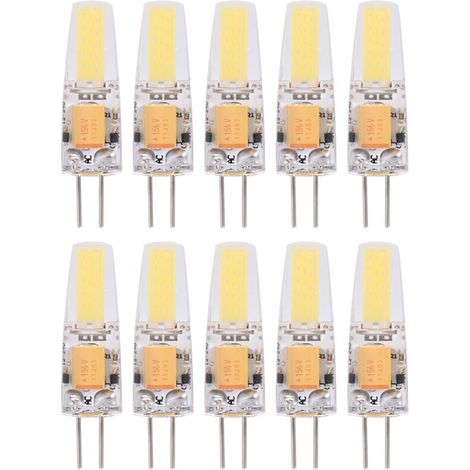 Lot de 10 ampoules LED AC/DC12-24V G4 COB non dimmable en silicone (blanc chaud) (1/5)