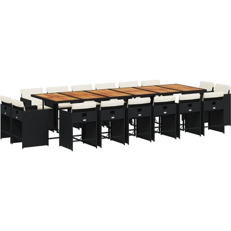 Maison Exclusive - Set da Pranzo da Giardino 17 pz con Cuscini Nero in Polyrattan