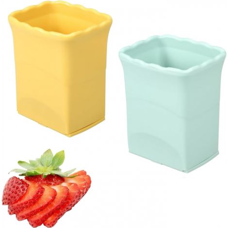BEBUSINGOTO Coupe Fruits, 2 Pièces Coupe Fraise Press Cup Slicer, Acier Inoxydable Trancheuse de Bananes Fruits Trancheuse, de Fruits Multifonctionnelle Souple Trancheuse, Pour Bananes Oeufs (1/5)