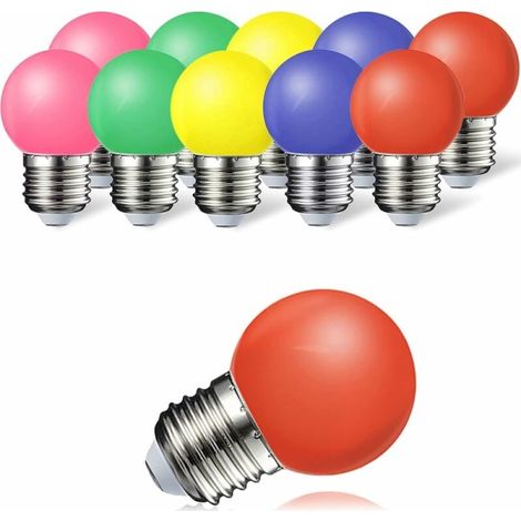 Ampoule LED multicolore 1W, rouge, jaune clair, bleu clair, vert clair, rose poudré - Lot de 2, lumière chaude colorée (1/5)