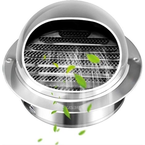 Enowelir 120mm Grille d'Aération Ronde Grille Ventilation Hotte, Bouchon Rond en Acier Inoxydable 304 Avec/Maille (1/4)