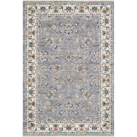 Parure Tappeti orientali MURCIA J9461-E22676 (1 pezzo cm.80x160 + 2 pezzi cm.60x133) motivo persiano stile classico tradizionale colore grigio per scendiletto camera matrimoniale (1/3)