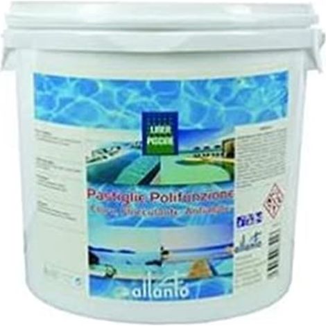 Pastiglie polifunzione (cloro, flocculante, antialghe) - Peso: Kg 5 - Confezione: barattolo in pastiglie da gr 200 l'una