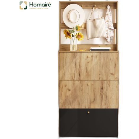 Colonnes de rangement en tissu noir avec couchage coulissant 75 x 24 x 180 cm HOMAIRE (1/5)