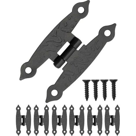 Lot de 6 charnières métalliques en métal patiné Pour armoires, portes de placard, coffres, caisses Style de maison de campagne rétro 65 x 34 mm (1/4)