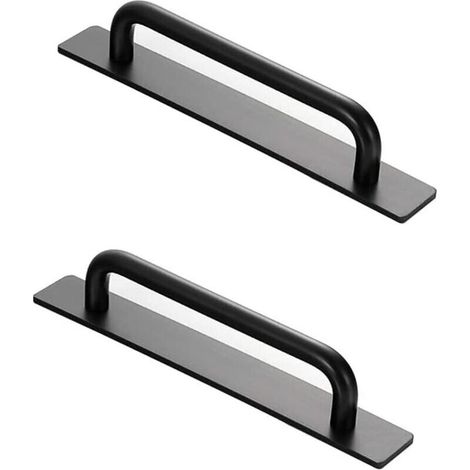 2-teilige selbstklebende Tür- und Fenstergriffe, Sofort-Türgriffe, selbstklebende Aluminiumgriffe, Möbelgriffe (schwarz) (1/3)