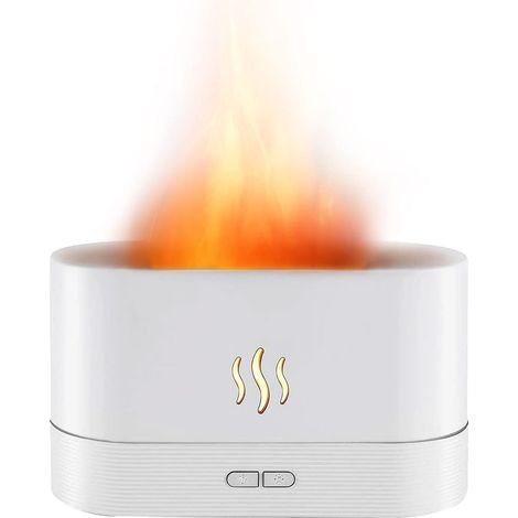 Diffuseur de flamme portable, humidificateur, diffuseur d'huiles essentielles, humidificateur ultrasonique USB, diffuseur de flamme, cadeau d'aromathérapie (blanc) (1/5)