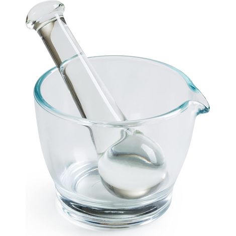 Mortier et pilon en verre, broyeur et mixeur pour pharmacie ou laboratoire scientifique (226,8 g) (1/5)