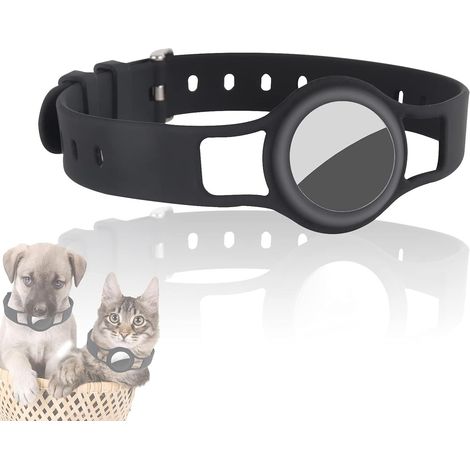 Collier en SiliCône pour Chiens et Chats Compatible avec APôle AirTag 2021, 20-40 cm Durable et sûr Longueur réglable, Housse pour Accessoires Pet Finder (1 Pièce, Noir)-Fei Yu (1/5)