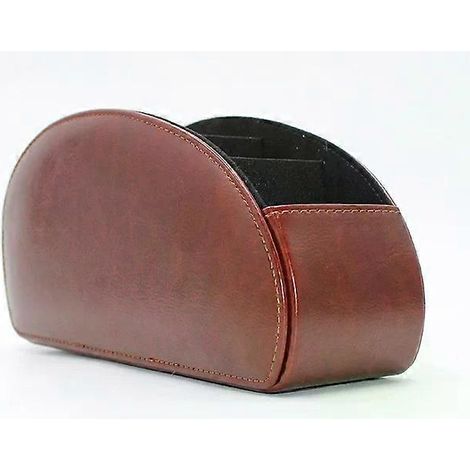 Schreibtisch-Organizer aus PU-Leder mit 5 Fächern, inklusive Halterungen für Fernbedienung, Handy und Fernseher, Aufbewahrungsbox und Kosmetikpinsel. (1/4)