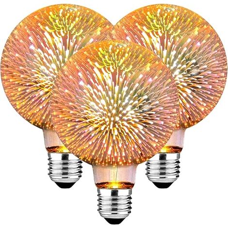 ampoule E27, E27 LED effet feu d'artifice 3D boîtier verre G80 3W LED lampe décorative ampoule salon, restaurant, mariage (1/5)