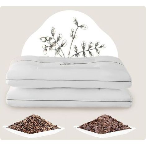 (Kräuter-, Zimt- und Sojakissen, 70 x 45 cm, 1 Stück) Schlichtes, natürliches Buchweizenkissen mit Kräutern, Zimt und Sojabohnen, Nackenstütze, weiches Kissen (1/5)