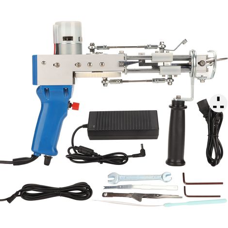 Tapis coupe-velours machine à tufter 2 en 1 DIY électrique pour tressage de tapis et flockage, 100-240V prise UK (1/5)