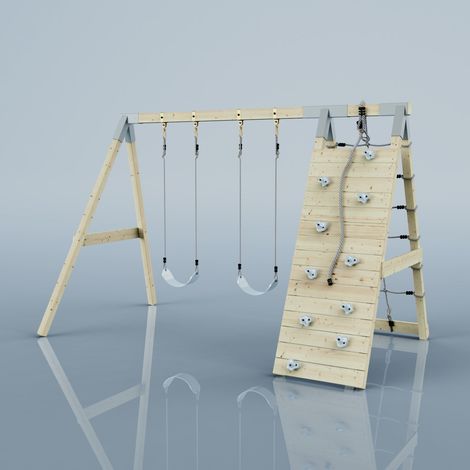 Polarplay – Structure à grimper abeille 183 x 322 cm – Mur d'escalade avec pierres colorées – Construction en bois non traité – Supports galvanisés - BLEU 183 X (1/5)