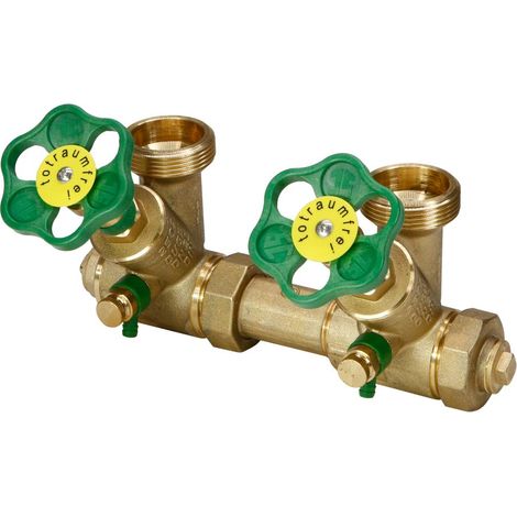 Schlösser ATV-Verteiler mit nichtsteigender Spindel, 2-fach, DN 25, Eingang 1", oberer Ausgang 1 1/2"