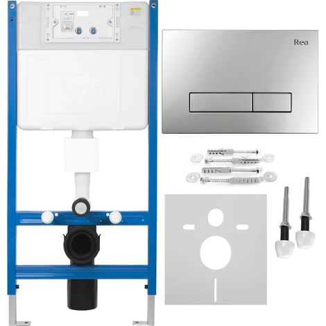 Ensemble Bâti-Support WC K011A-Q avec plaque de commande HD satin (1/5)