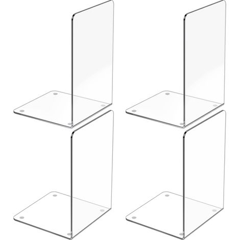 Fermalibri in acrilico trasparente, set da 4, fermalibri decorativi, fermalibri per libri, CD, raccoglitori e videogiochi. (1/5)