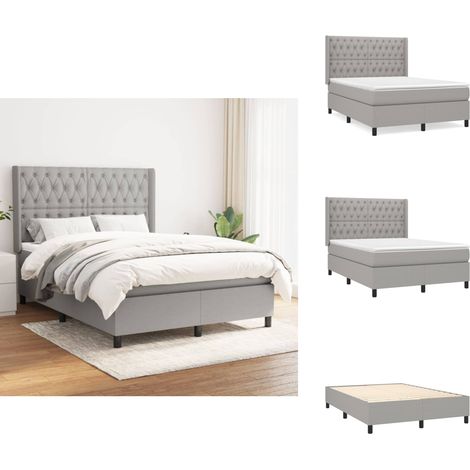 Boxspringbett mit Matratze Hellgrau 140x200 cm Stoff - Boxspringbett - Doppelbett - Bettenrahmen - Lattenrost - Matratze (1/5)