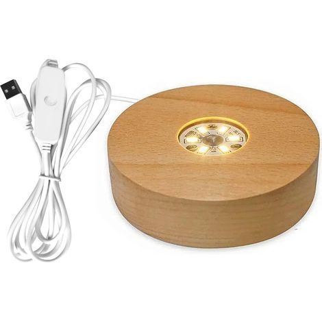 Pied de lampe en bois massif, présentoir rotatif, accessoires rechargeables, avec télécommande, lumière LED (1/5)