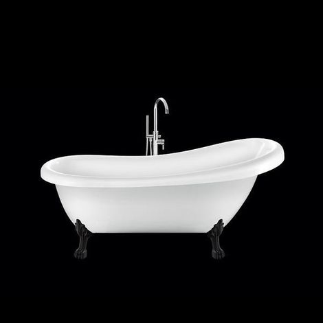 Vasca da bagno freestanding con piedini RICHMOND Bianca 155 cm Piedini di leone Neri