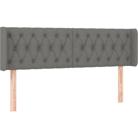Testiera letto accessorio camera da letto mobili LED 147 x 16 x 78/88 cm tessuto grigio scuro TDL0201133