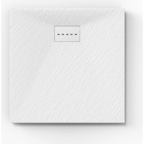 SONNI Receveur de douche 90x90cm Receveur de douche plat de haute qualité pour cabine de douche Salle de bain SMC blanc 30mm texture ardoise antidérapant, design découpable (1/5)