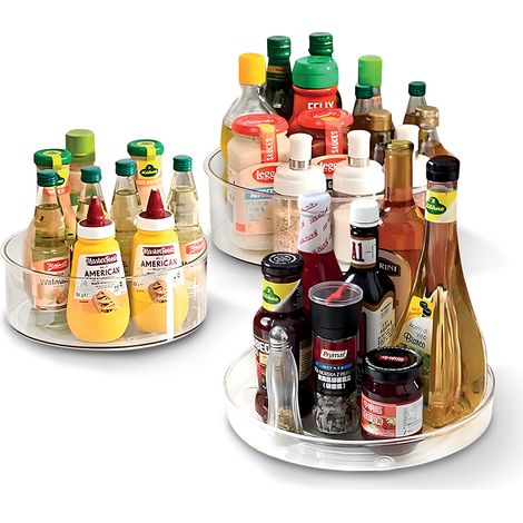 Set 3 Organizer Girevoli In Pet – Contenitori Rotanti 360° Per Cucina E Dispensa