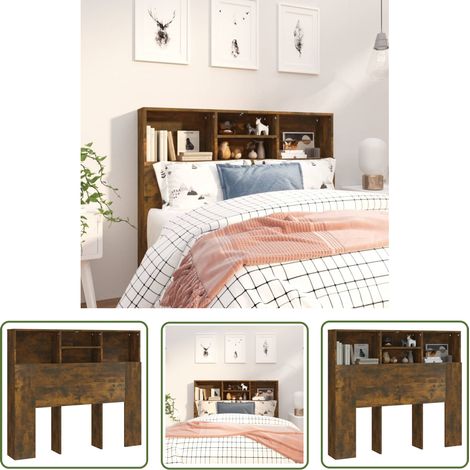 SKM Armoire de tête de lit Chêne fumé 120x19x103,5 cm (1/5)