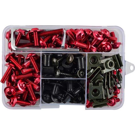195-teiliges Verkleidungs-Verkleidungsschrauben-Schrauben-Mutter-Kit Karosserie-Schrauben-Motorrad-Universal-Kit Rot (1/5)