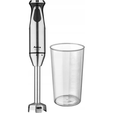 AMICA MÉLANGEUR À MAIN BD 8011 ARGENT AVEC TURBO ET SMOOTHCONTROL, 700 ML, 5.6X21X5.6 CM, INOX BROSSÉ, AVEC BROYEUR, ALIMENTATIO
