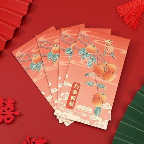 Enveloppe Rouge - 16,5 x 9 cm - Papier Haute Résistance - Estampage À Chaud - Pour Nouvel An Chinois Mariage Fête - Lot de 10 (1/4)