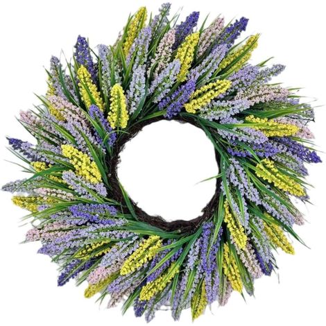 Couronne de printemps artificielle pour porte d'entrée, mur, fête de mariage, ferme, décoration d'intérieur, couronne verte (1/4)