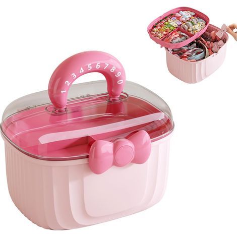 Boîte De Stockage Pour Artisanat, Organisateur D'Accessoires Pour Cheveux, Jolie Boîte à Bijoux Pour Fille, Boîte De Rangement Pour Accessoires De Cheveux, pour Accessoires De Cheveux (A) (1/4)
