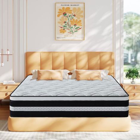 Matelas 160X200 cm - Ép 26 cm- Matelas luxueux mi - ferme, Hybride - Ressorts Ensachés + Mousse mémoire de Forme - Durable (1/5)