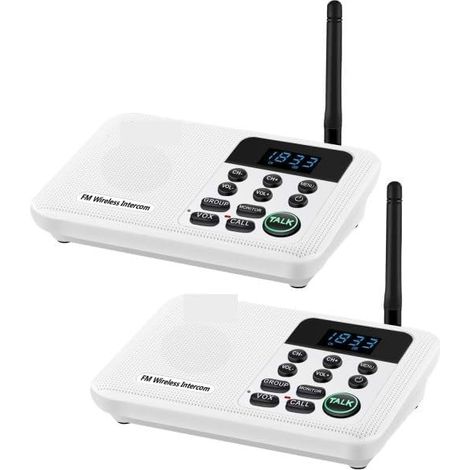 Interphones sans Fil FM à 22 canaux Accueil Maison Bureaux d'affaires 1Mile Range Room to Room Calling & Système Parlant(2Unit White) (1/5)