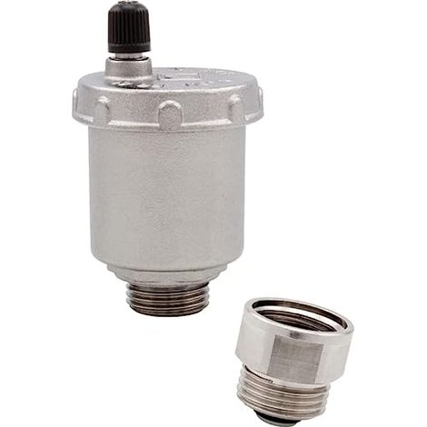 Schläfer 0930180 Valvola di Sicurezza Sfogo sfiato Aria Automatica 3/8" con Valvola di Chiusura Ritegno, Collettore, Filetto Maschio 3/8 Riscaldamento da 2Pz