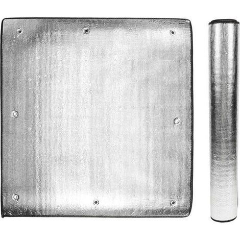 Set di due pellicole termoisolanti argento da 50x50 cm con ventose per finestre, ideali per casa e auto. (1/4)