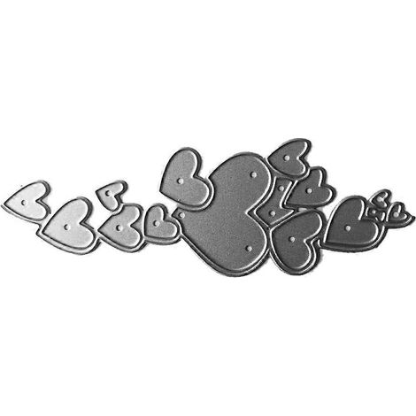Pochoirs de découpe en métal Cœurs d'amour pour scrapbooking, album DIY, tampon, papier, carte, gaufrage, décoration argentée (1/5)