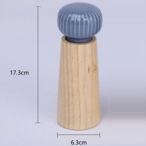Moulin À Sel Et À Poivre - Bois D'hévéa Et Céramique - Hauteur 17,3 Cm - Capacité Élevée - Pour Cuisine Domestique - 1 Pièce (1/5)
