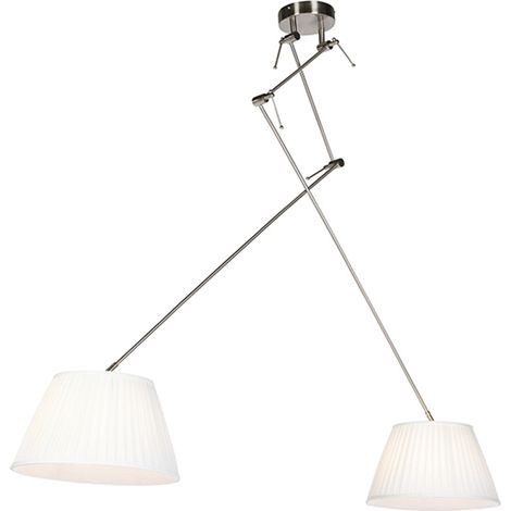 QAZQA blitz - Suspension avec Abat-Jour - 2 lumière - L 750 mm - Acier - Classique/Antique - éclairage intérieur - Salon I Chambre I Cuisine I Salle à manger (1/4)