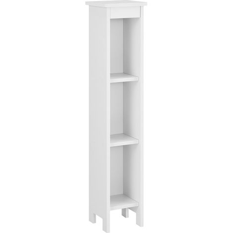 Mobile colonna per mobile bagno con 3 vani portaoggetti a giorno legno composito 80 x 17 x 17 cm bianco 030005826