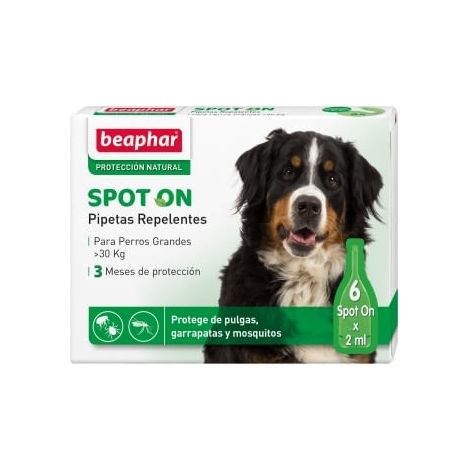 pipetas repelentes BEAPHAR para perros de raza grande, 6 x 2 ml