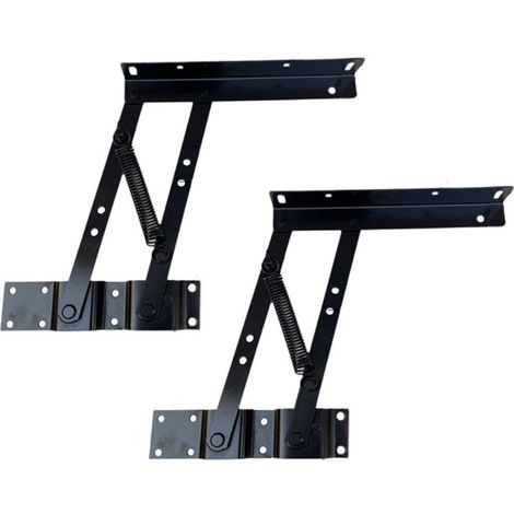 Lot de 2 charnières pour meubles / Supports de levage pliants (Ferrure) — Installation facile, support de levage assisté par ressort avec réglage de la hauteur. Dimensions : 22,7 cm x 24 cm x 18 cm. (1/5)