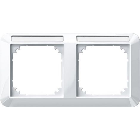 MERTEN 387219 CADRE DE 1 M, 2 F. AVEC LE SUPPORT D'ÉTIQUETTE, HORIZONTAL, BLANC POLAIRE BRILLANT
