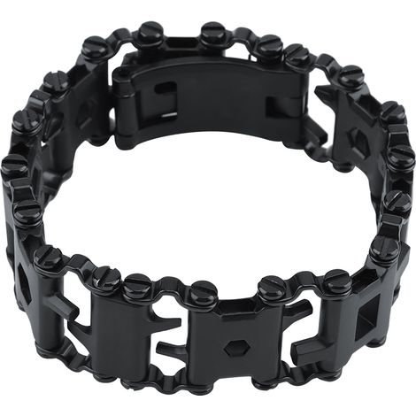 Bracelet multifonctionnel 29 en 1 en acier inoxydable pour outils d'extérieur, bracelet punk portable (noir) (1/5)