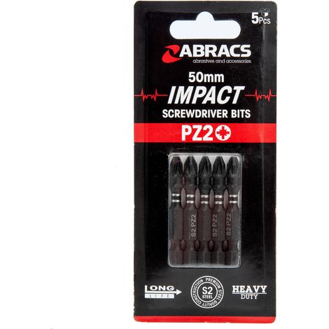 Abracs Impact Screw Driver Bit PZ2 50mm - Box of 5